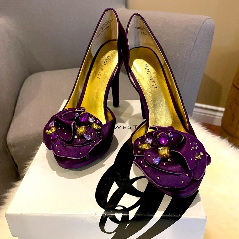 Satin Nine West heels